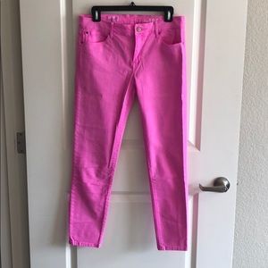 Neon pink Gap ankle cut jeans